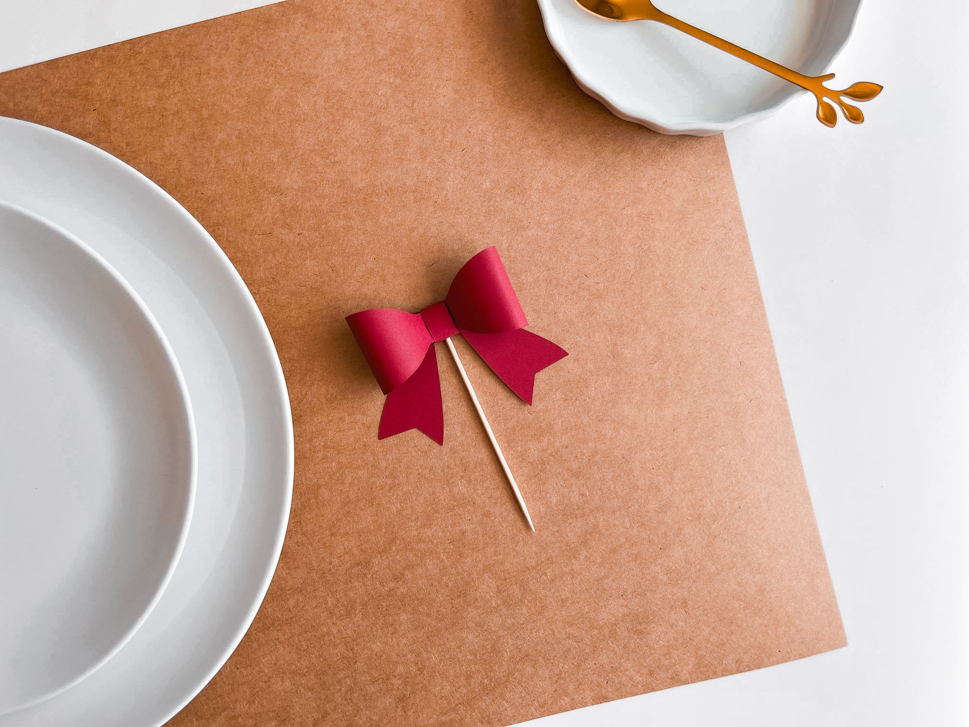 Christmas Bow Cupcake Toppers, Set of 12