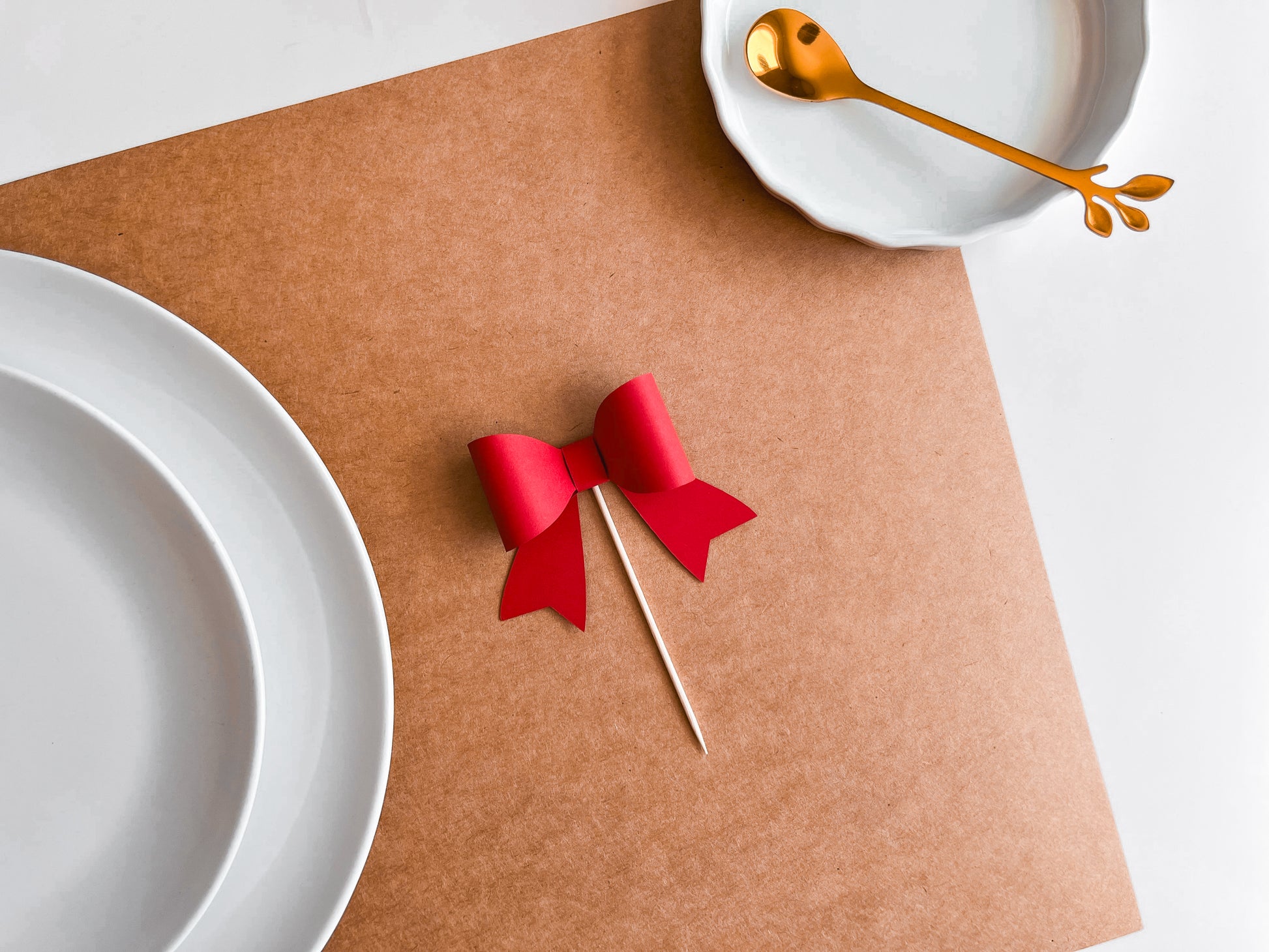 Christmas Bow Cupcake Toppers, Set of 12