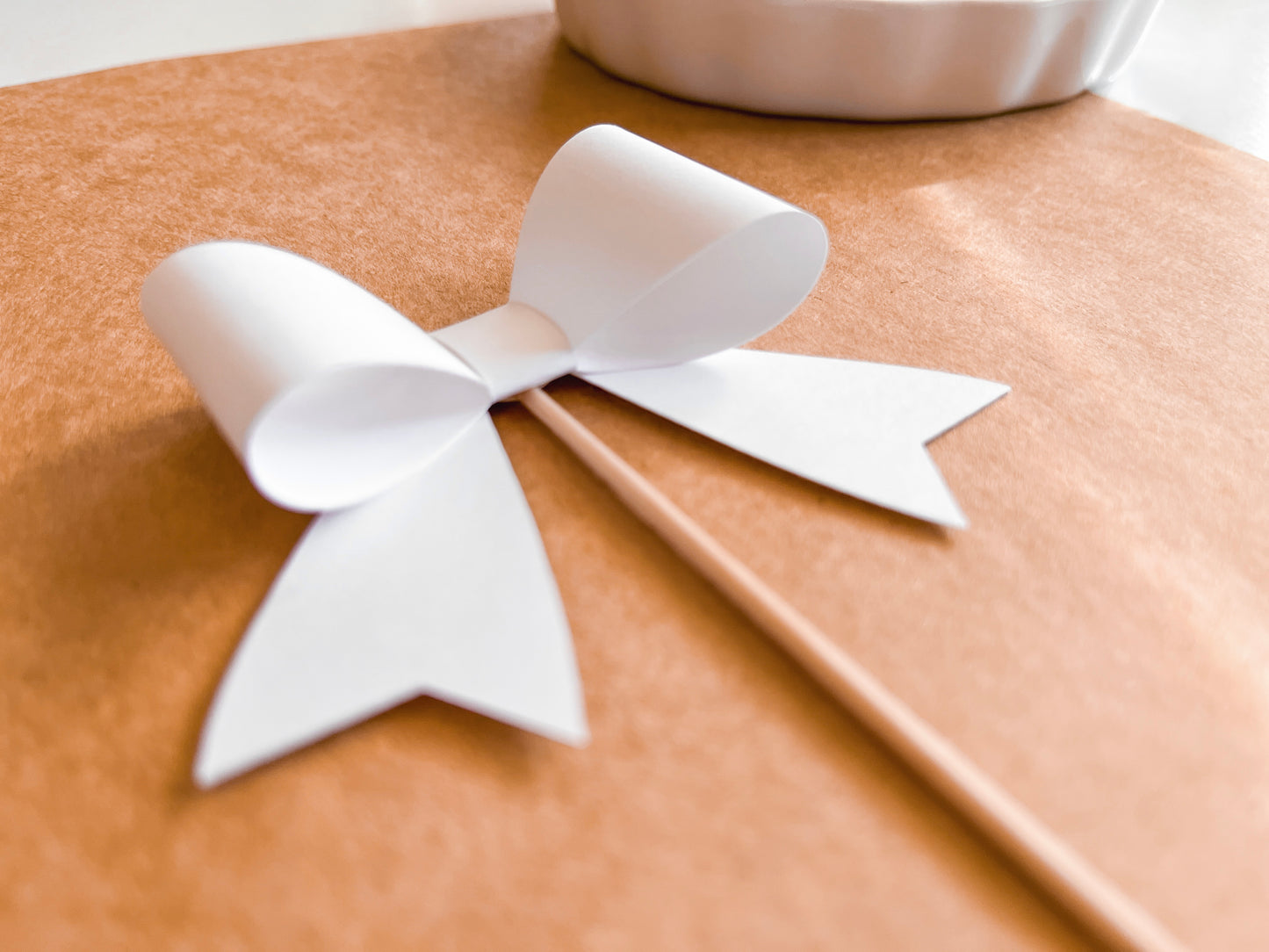 White Bow Cupcake Toppers, Set of 12