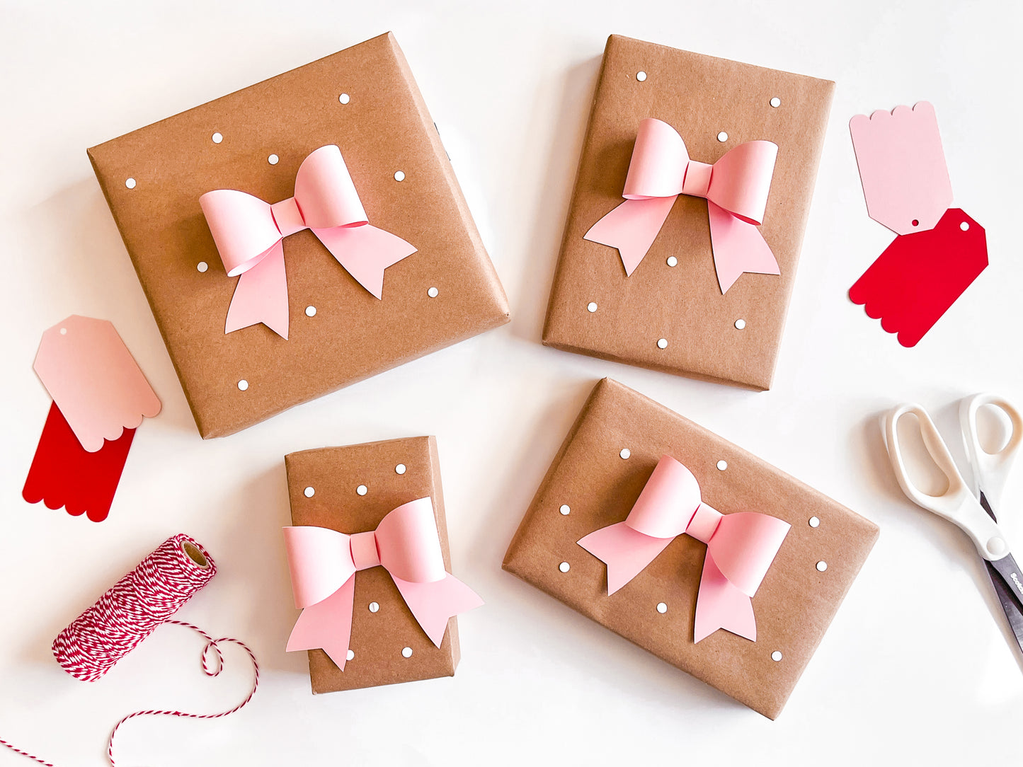 Pink Paper Gift Bows, Set of 12