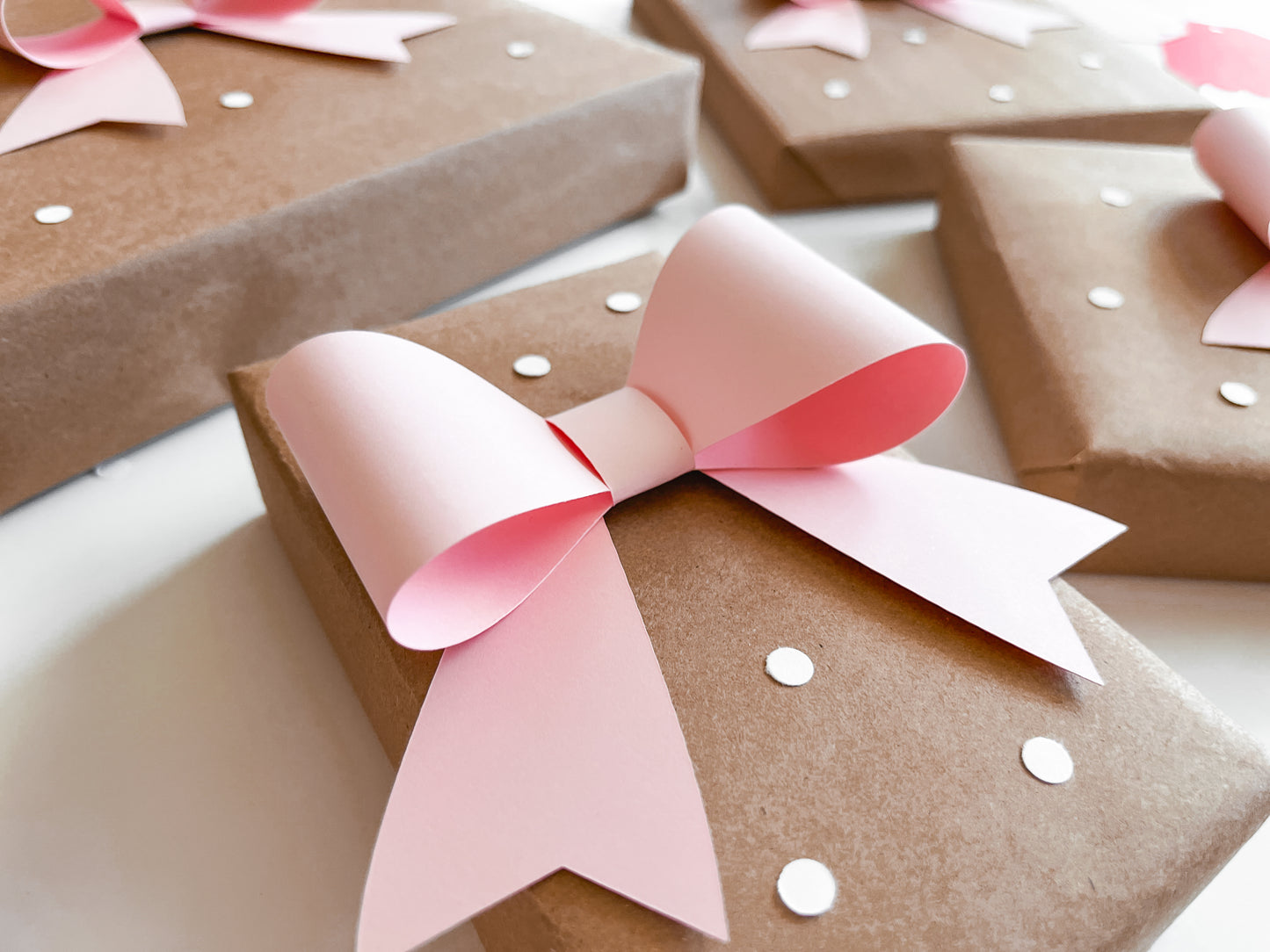 Pink Paper Gift Bows, Set of 12