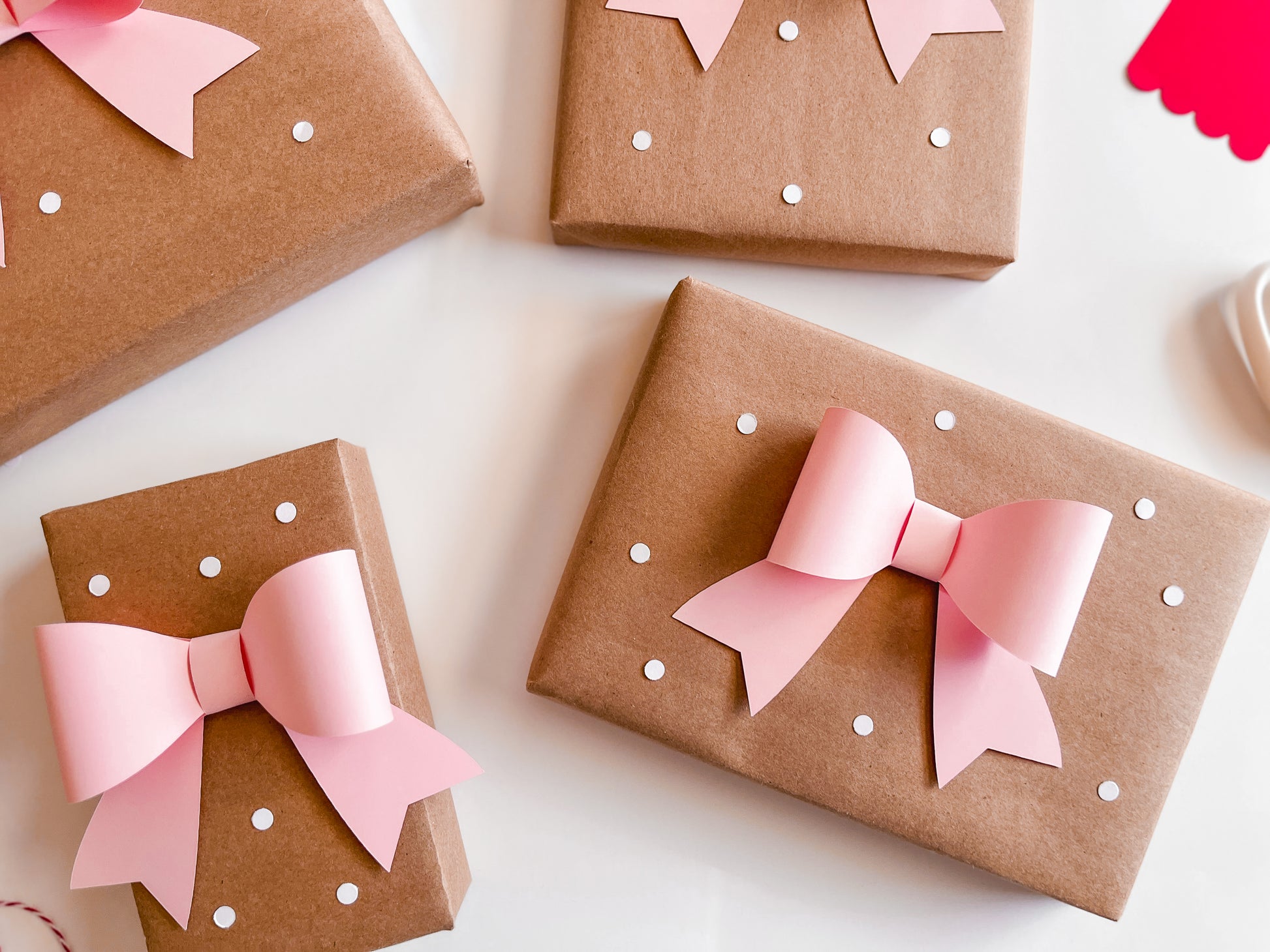 Pink Paper Gift Bows, Set of 12