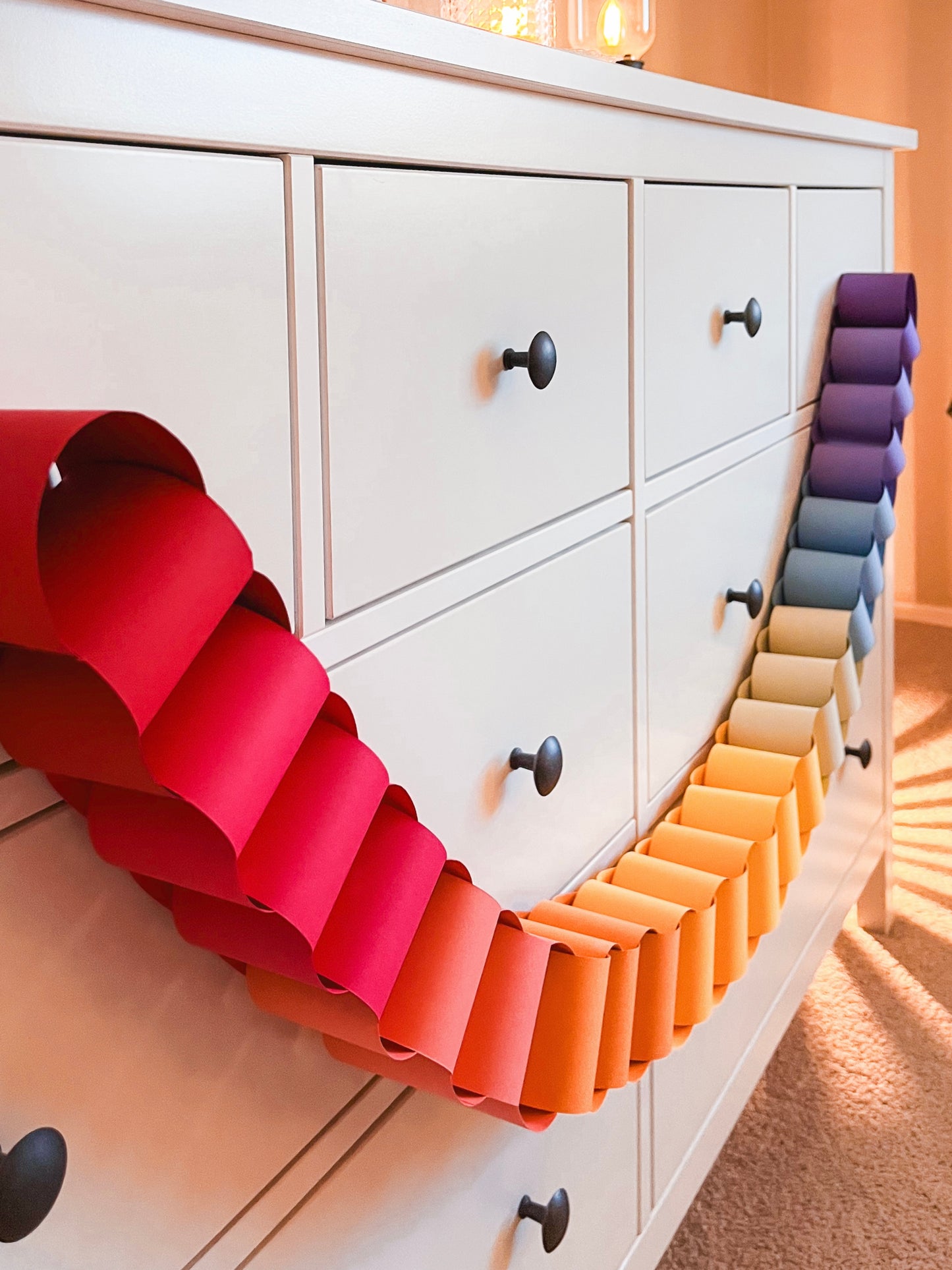 Ombre Rainbow Paper Chain Garland, Fully Assembled