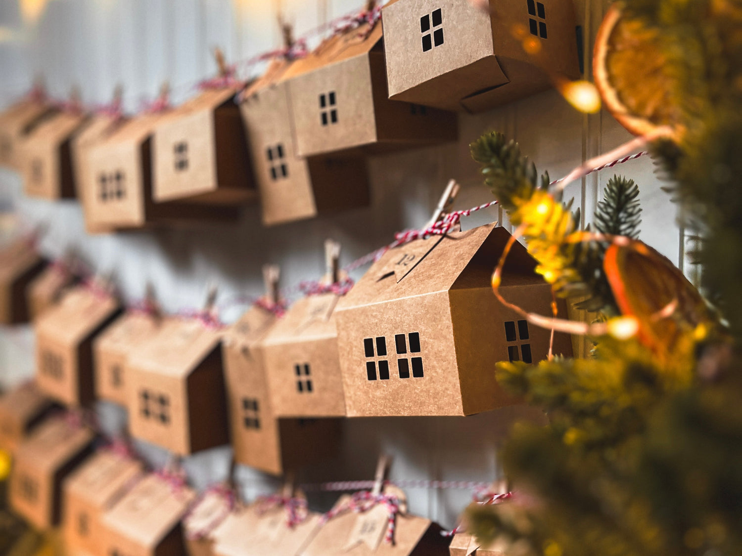 advent calendar village kraft paper houses