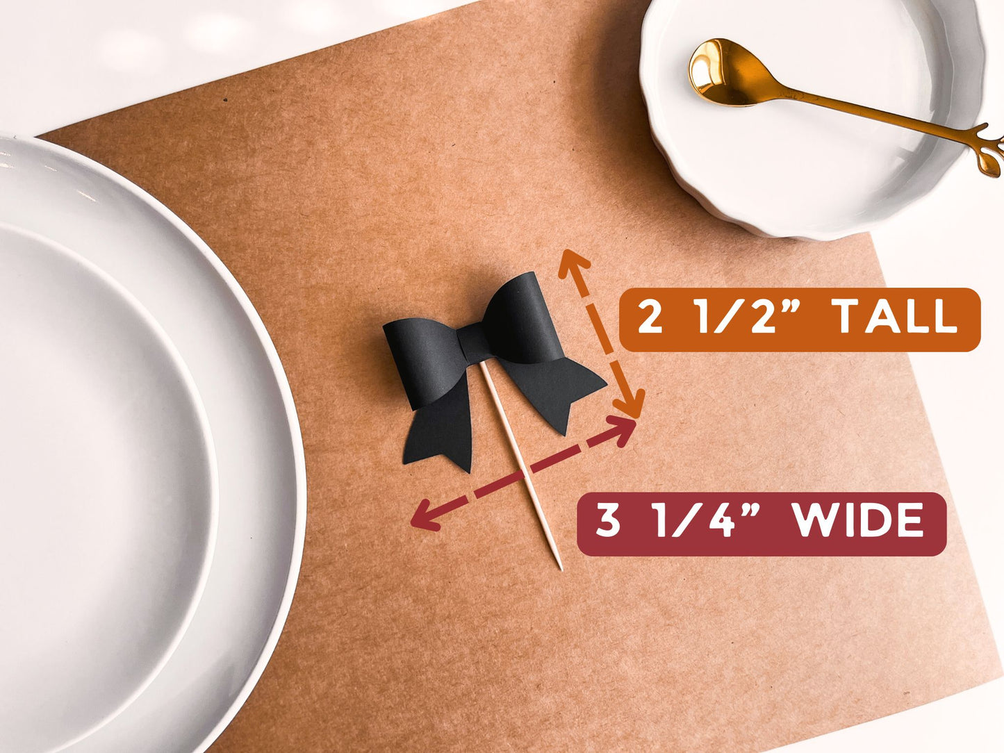 Black Bow Cupcake Toppers, Set of 12