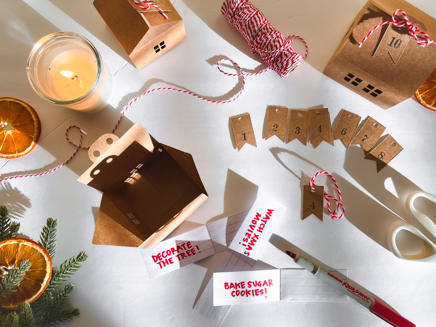 Filling our advent calendar boxes with fun holiday activities to do each day!