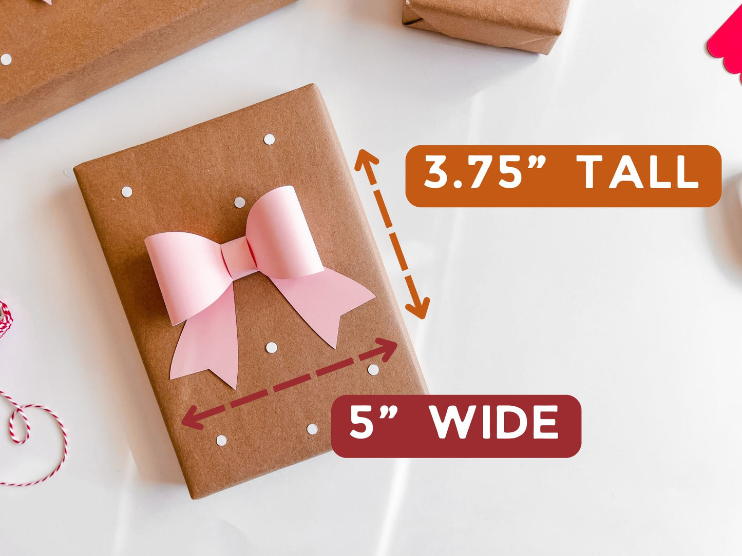 Pink Paper Gift Bows, Set of 12