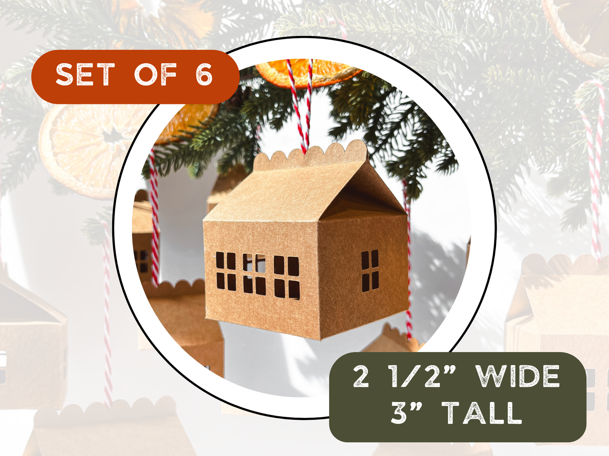 Paper House Ornaments, Set of 6