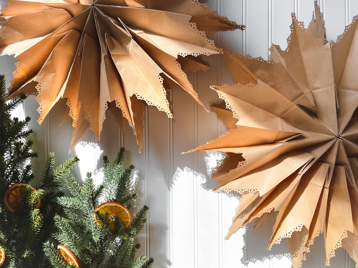 Lace Edge Paper Bag Stars, Set of 2