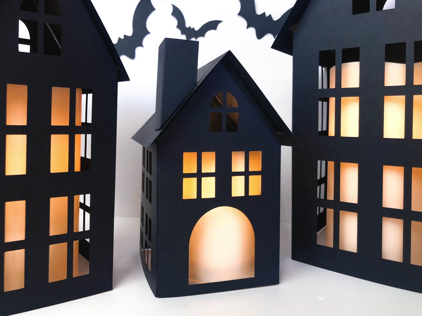 DIY Paper Halloween Village with Bats