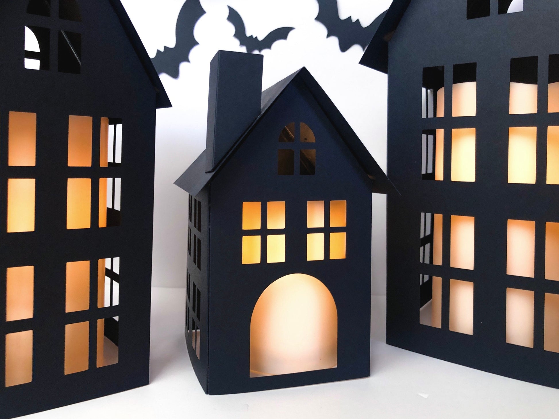DIY Paper Halloween Village with Bats