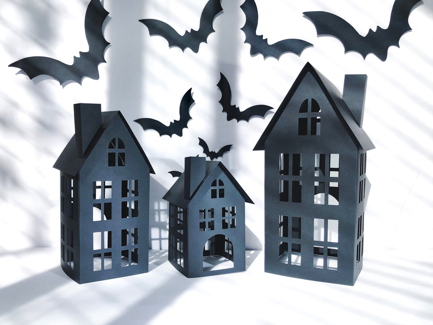 DIY Paper Halloween Village with Bats