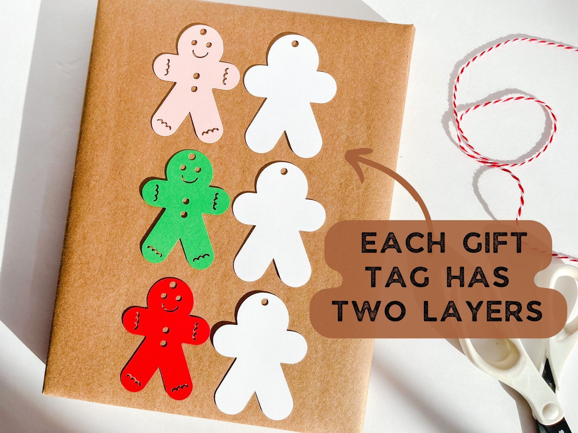 Gingerbread Man Gift Tags, Set of 12