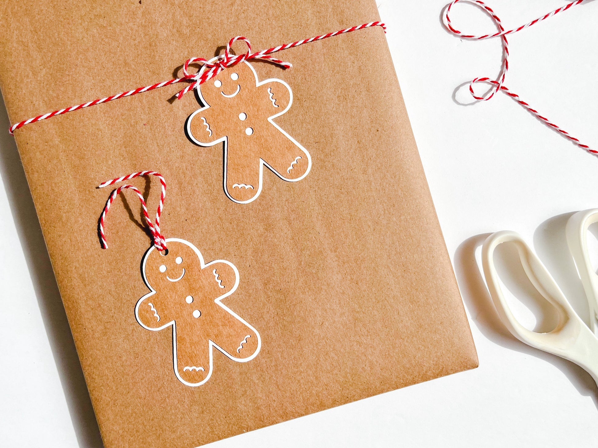 Gingerbread Man Kraft Paper Gift Tags, Set of 12