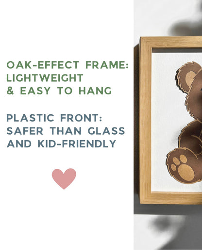 Teddy Bear Nursery Art, Personalized & Framed 8x10