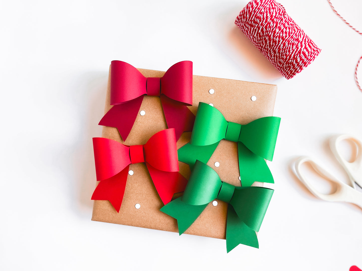 Paper Gift Bows, Set of 12 in Dark Green, Bright Green, Red, and Dark Red