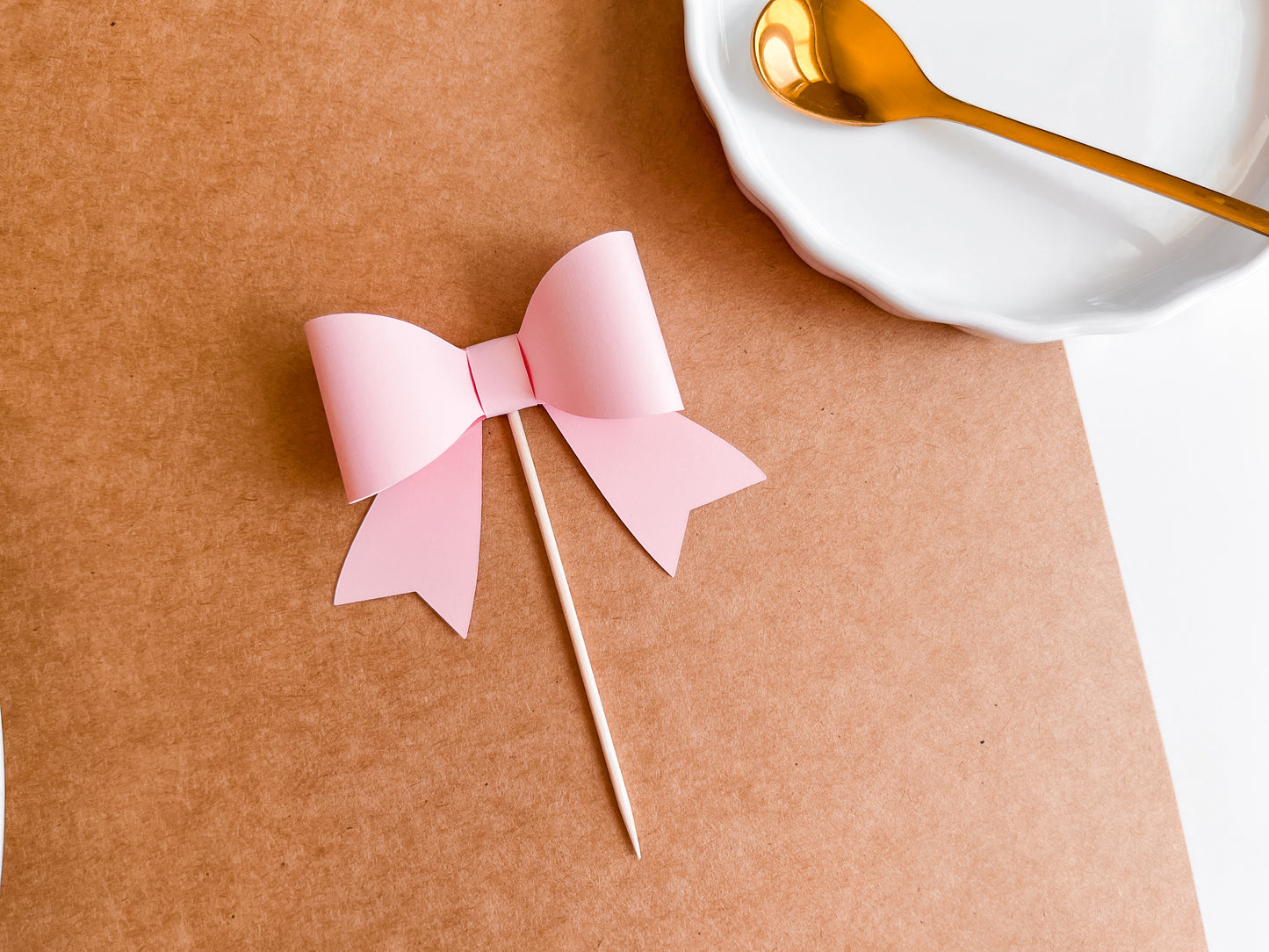 Pink Bow Cupcake Toppers, Set of 12