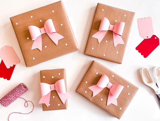 Pink Paper Gift Bows, Set of 12