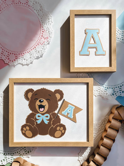Teddy Bear Nursery Art, Personalized & Framed 8x10