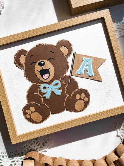 Teddy Bear Nursery Art, Personalized & Framed 8x10