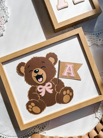 Teddy Bear Nursery Art, Personalized & Framed 8x10