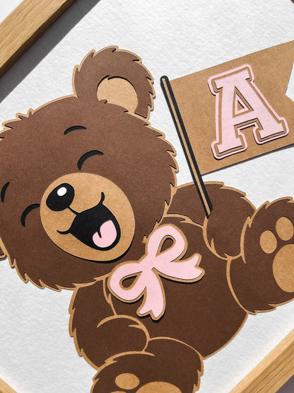 Teddy Bear Nursery Art, Personalized & Framed 8x10