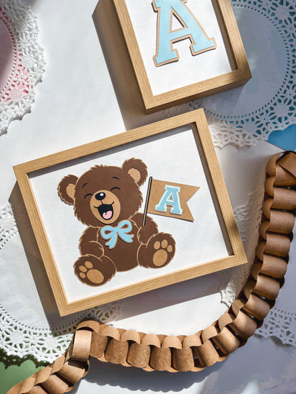 Teddy Bear Nursery Art, Personalized & Framed 8x10
