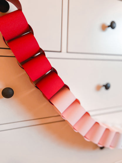 Ombre Red, Pink, White, and Blues Paper Chain Garland, Fully Assembled