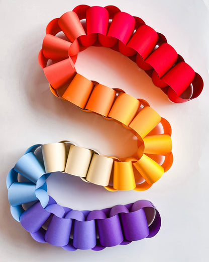Ombre Rainbow Paper Chain Garland, Fully Assembled