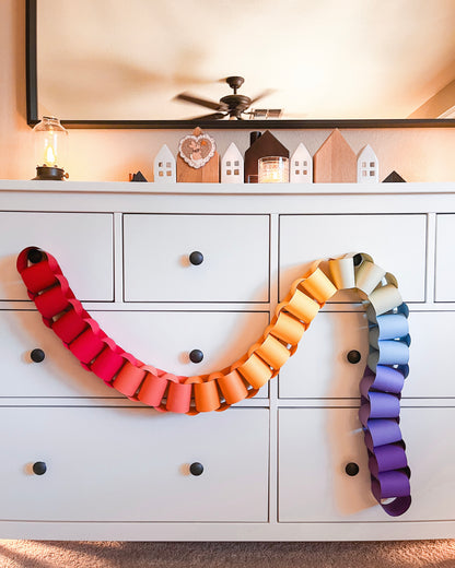 Ombre Rainbow Paper Chain Garland, Fully Assembled