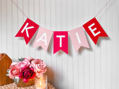Personalized Name Banner - Pink & Red