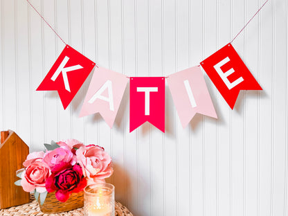 Personalized Name Banner - Pink & Red