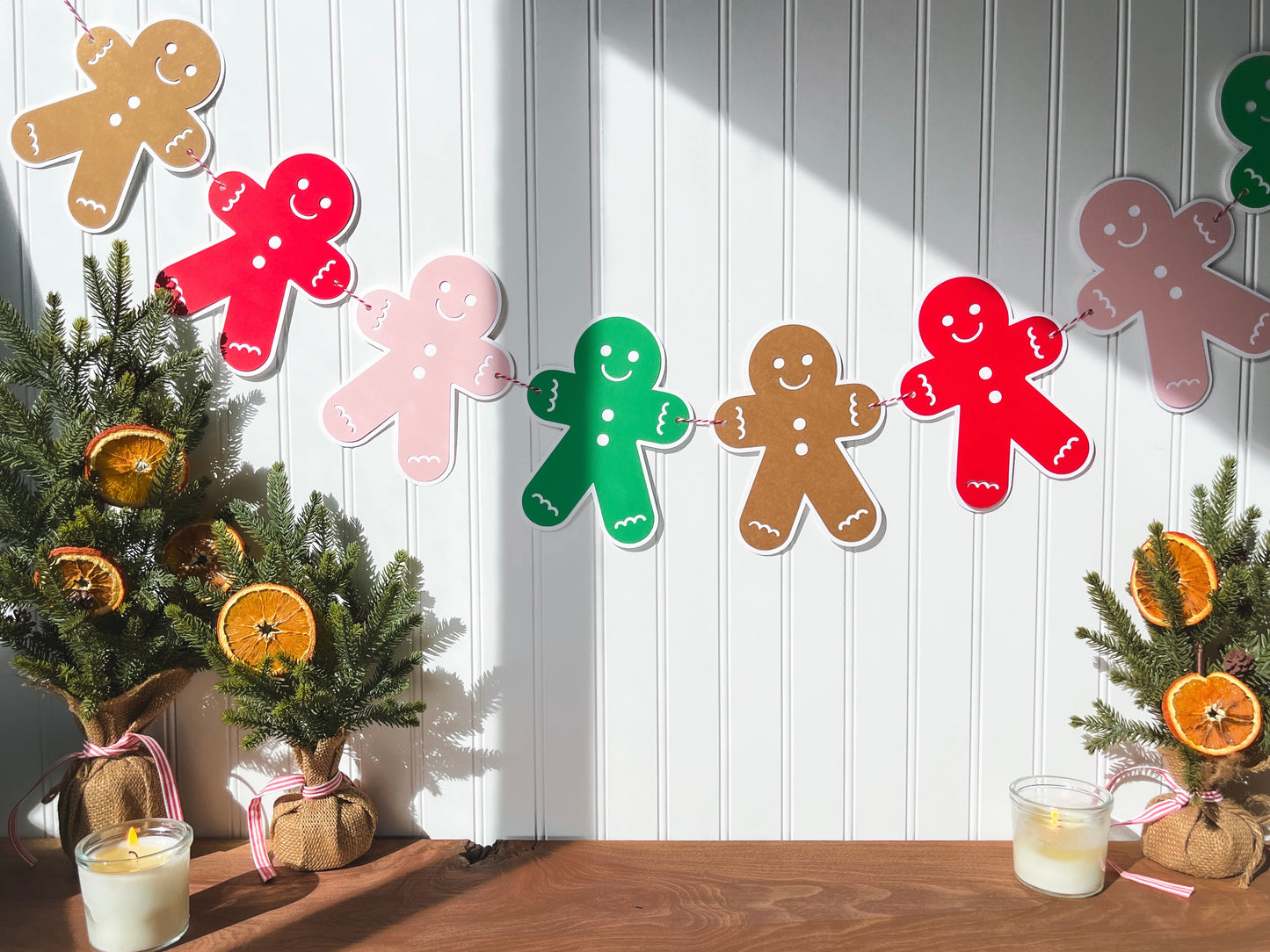 Colorful Gingerbread Man Paper Christmas Banner