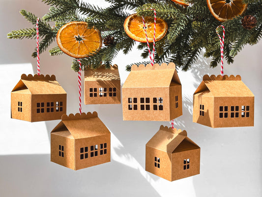 Paper House Ornaments, Set of 6