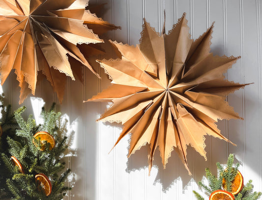 Lace Edge Paper Bag Stars, Set of 2