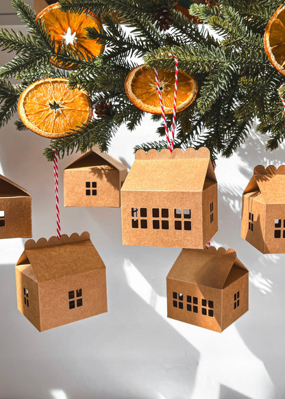 Paper House Ornaments, Set of 6