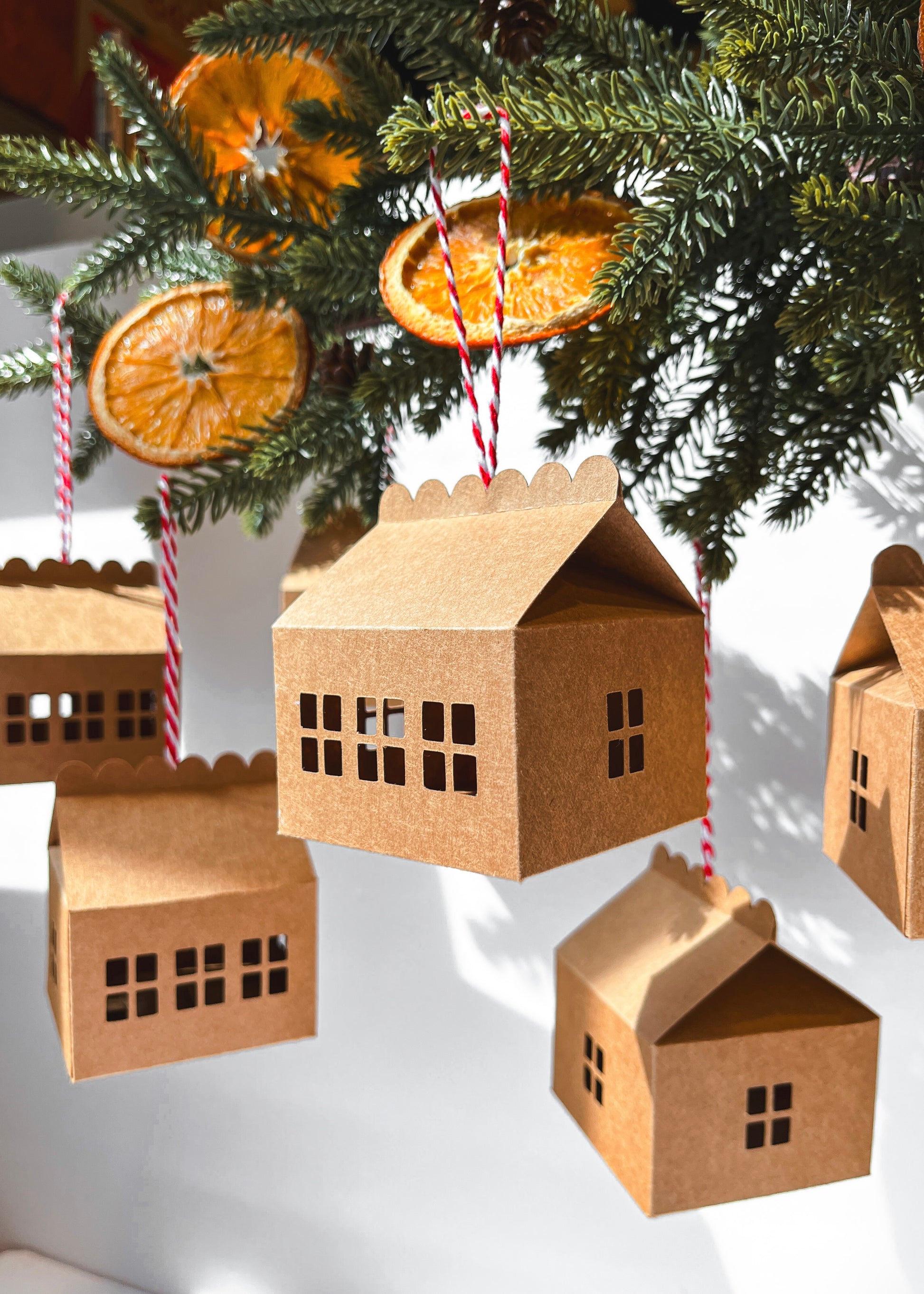 Paper House Ornaments, Set of 6