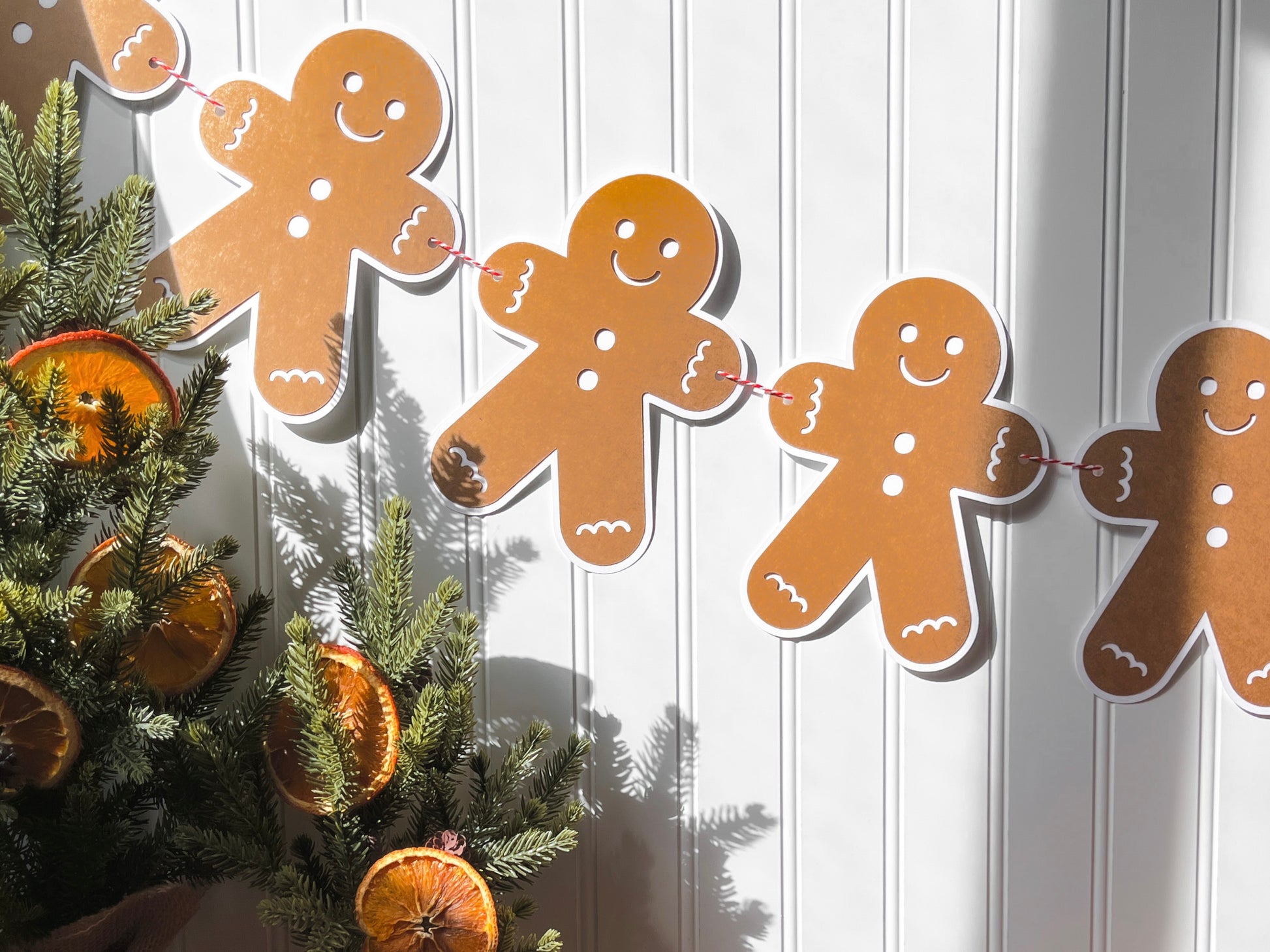 Kraft Paper Gingerbread Man Garland for Christmas