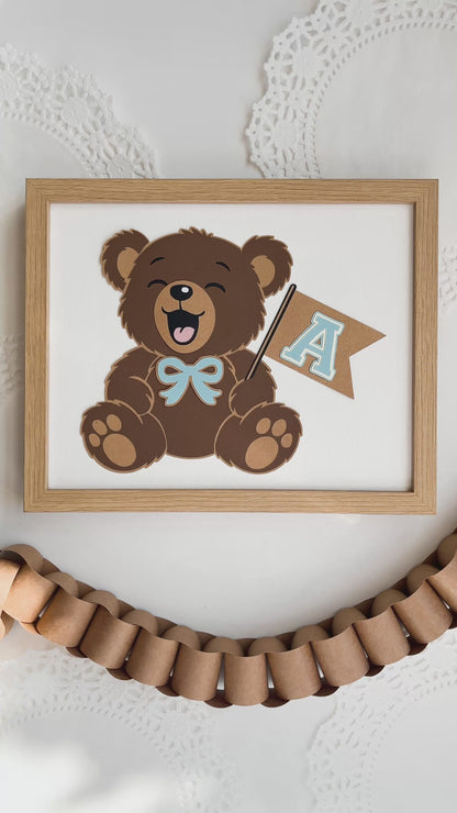 Teddy Bear Nursery Art, Personalized & Framed 8x10