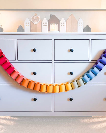 Ombre Rainbow Paper Chain Garland, Fully Assembled