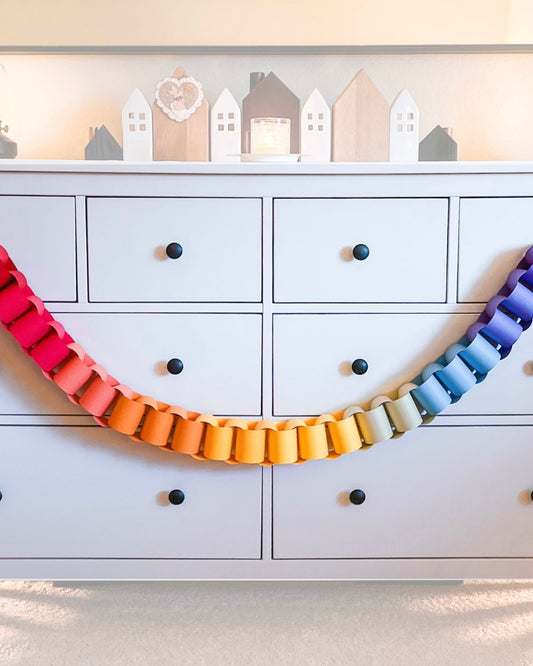 Ombre Rainbow Paper Chain Garland, Fully Assembled