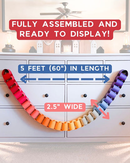 Ombre Rainbow Paper Chain Garland, Fully Assembled