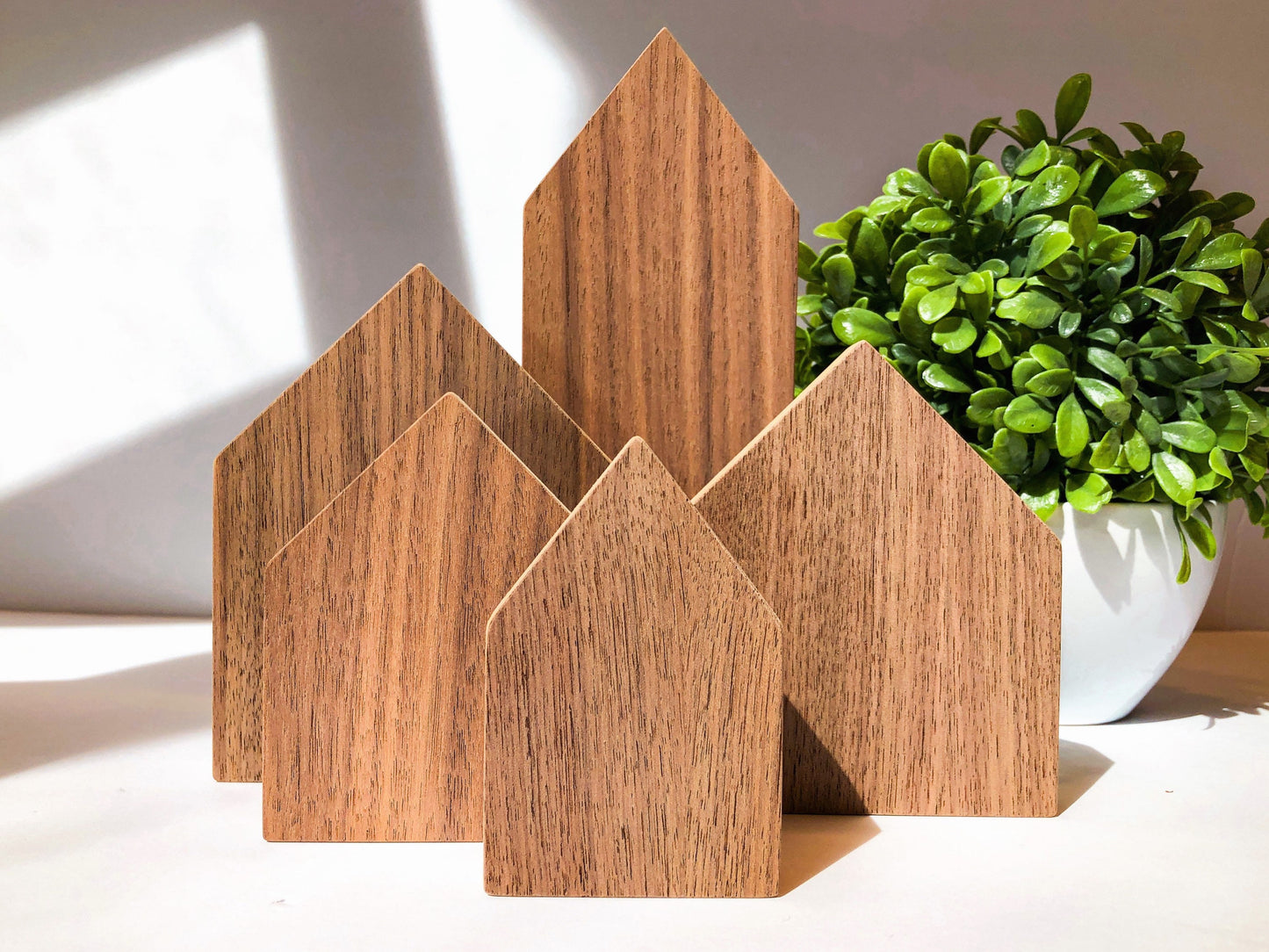 Wooden House Shaped Blocks - Set of Five